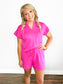 Sallie Scallop Hem Short Set | Hot Pink
