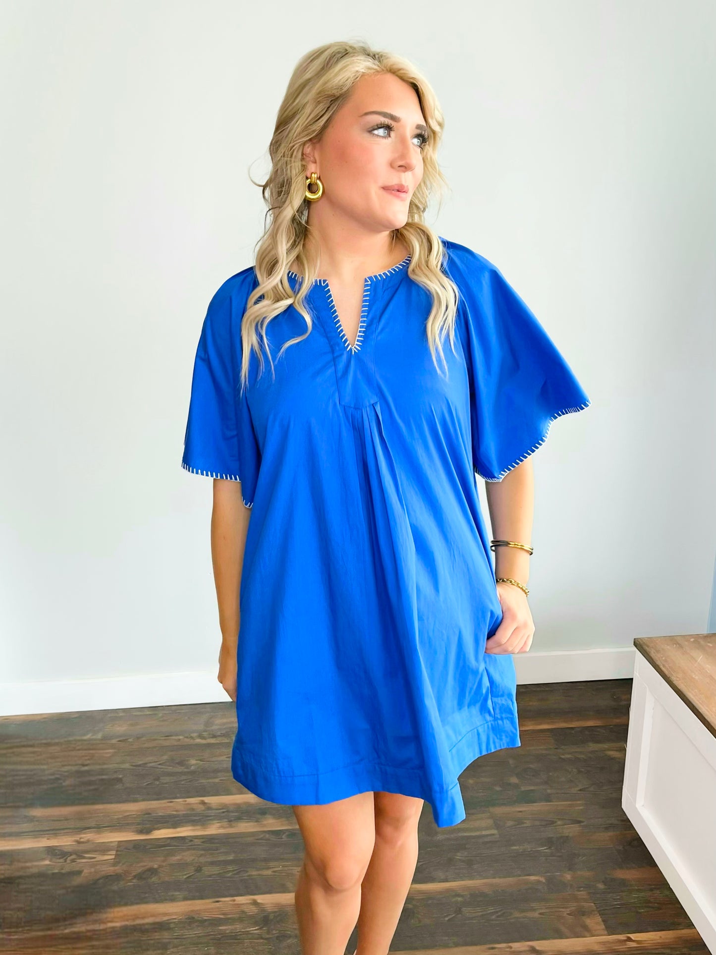 Lana Flutter Sleeve Dress | Royal