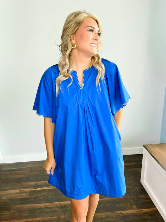 Lana Flutter Sleeve Dress | Royal