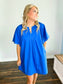 Lana Flutter Sleeve Dress | Royal