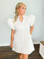 Caroline Floral Embroidered Dress | White