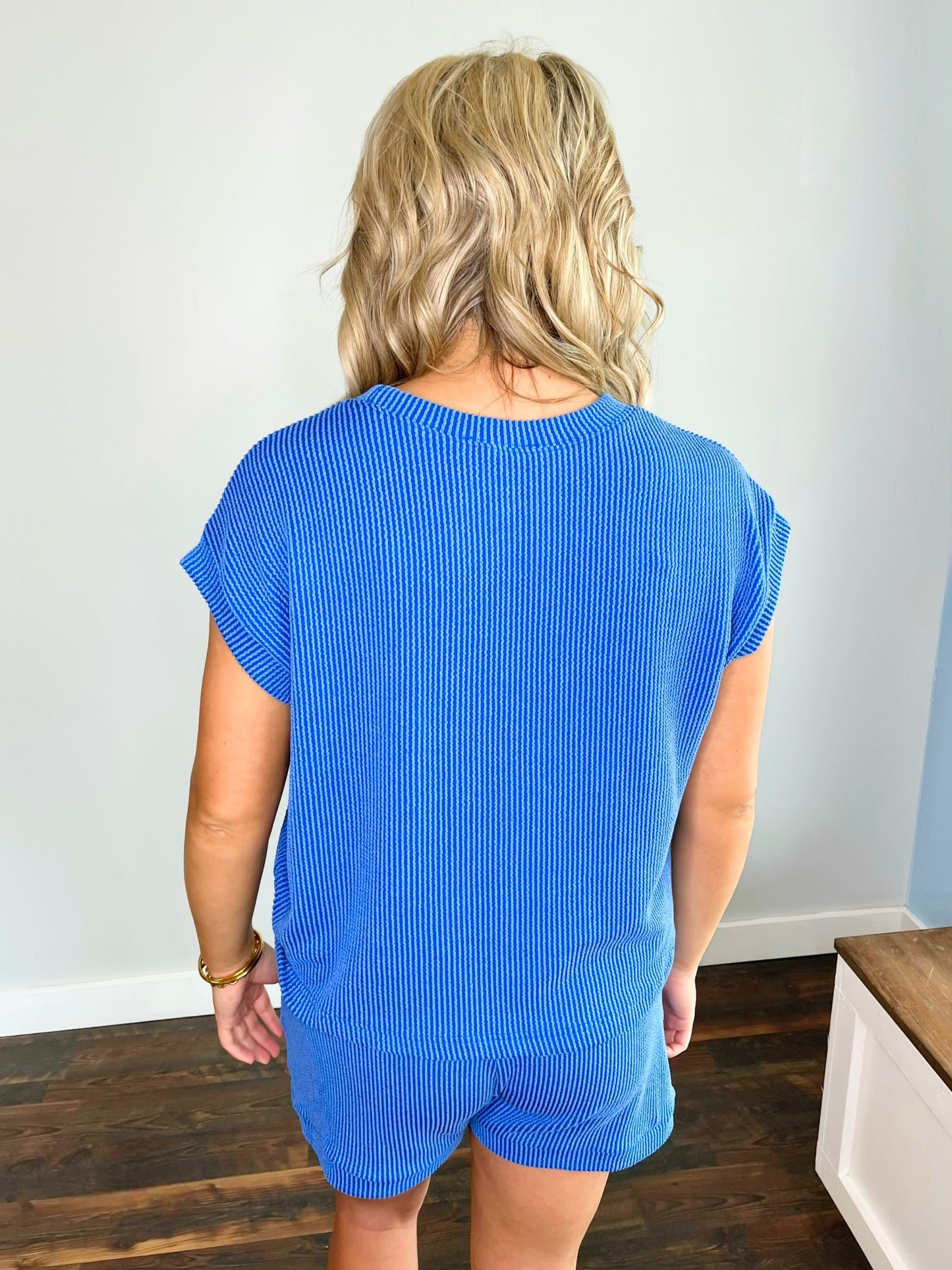 Bailey Ribbed Short Set | Bright Blue