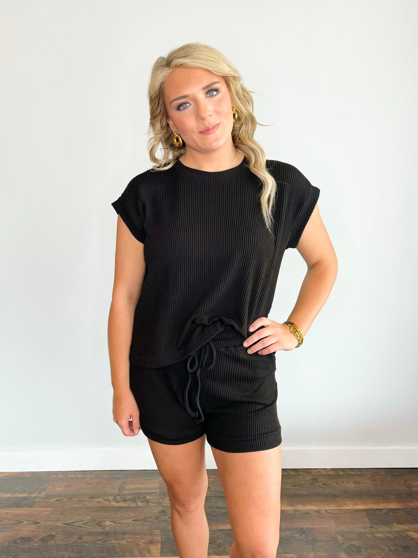Bailey Ribbed Short Set | Black