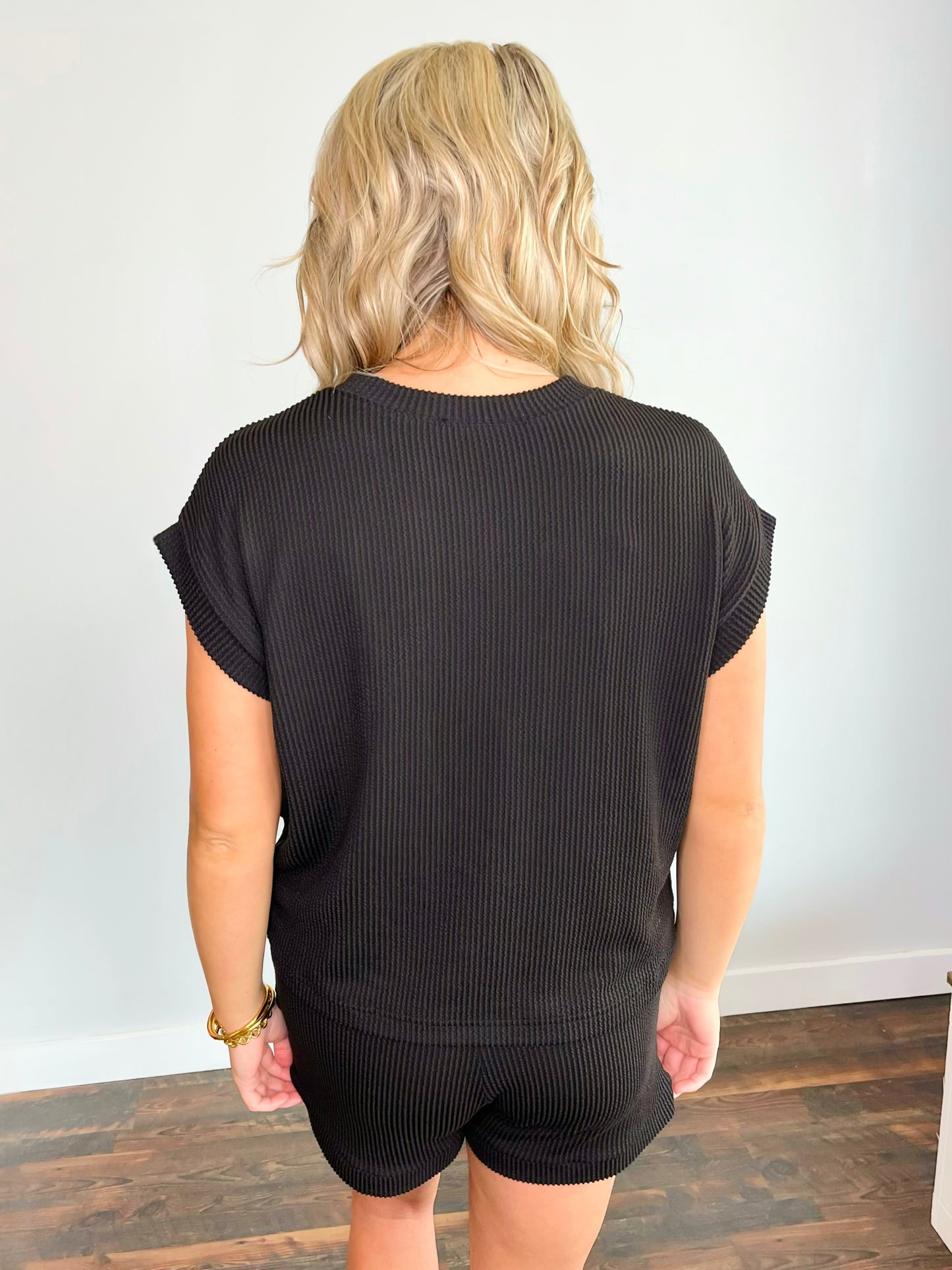 Bailey Ribbed Short Set | Black