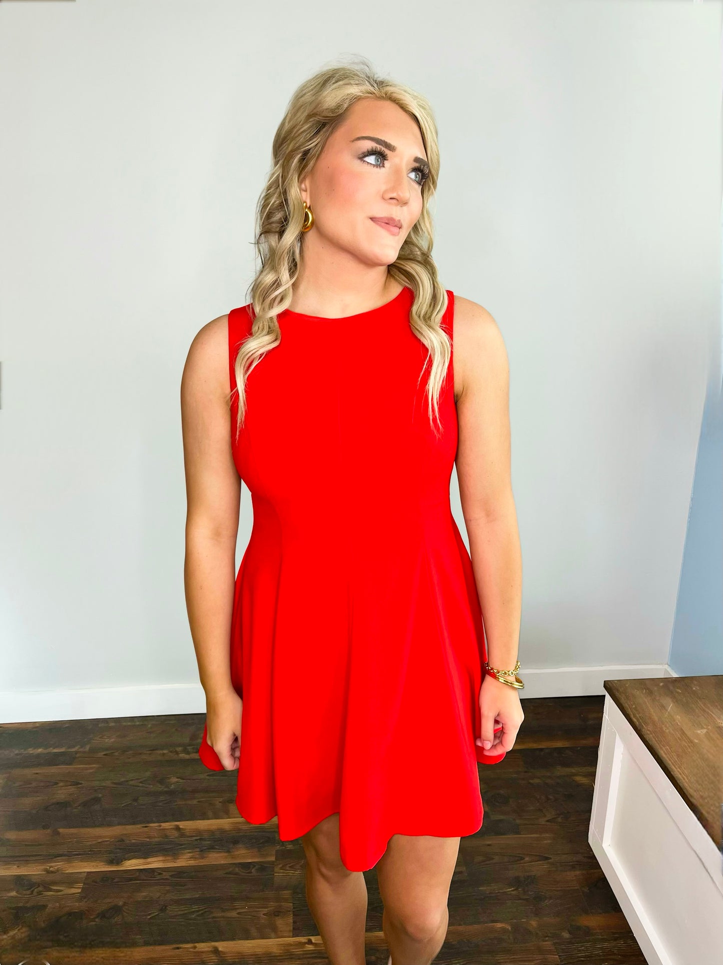 Maxwell Sleeveless A-Line Dress | Red