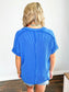 Katy Ribbed V-Neck Top | Bright Blue
