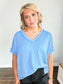 Katy Ribbed V-Neck Top | Sky Blue