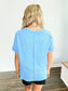 Katy Ribbed V-Neck Top | Sky Blue