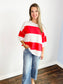 Polly Color Block Top | Cherry White