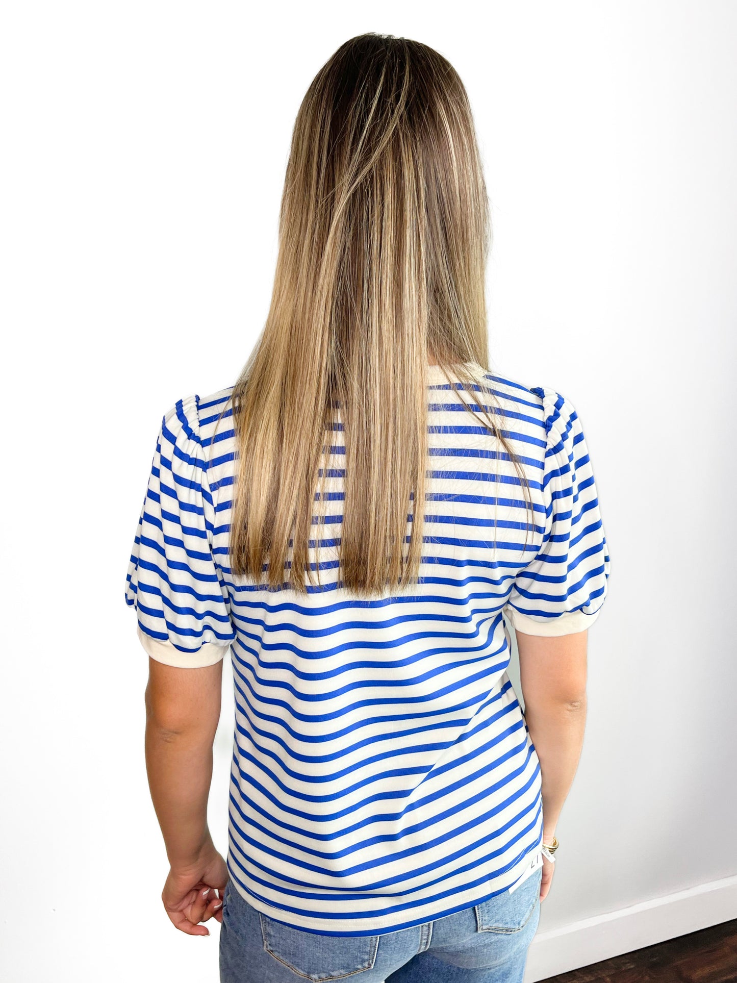 Catherine Striped Puff Sleeve Top | Royal