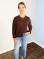 Grace Exposed Seam Button Down Cardigan | Chocolate