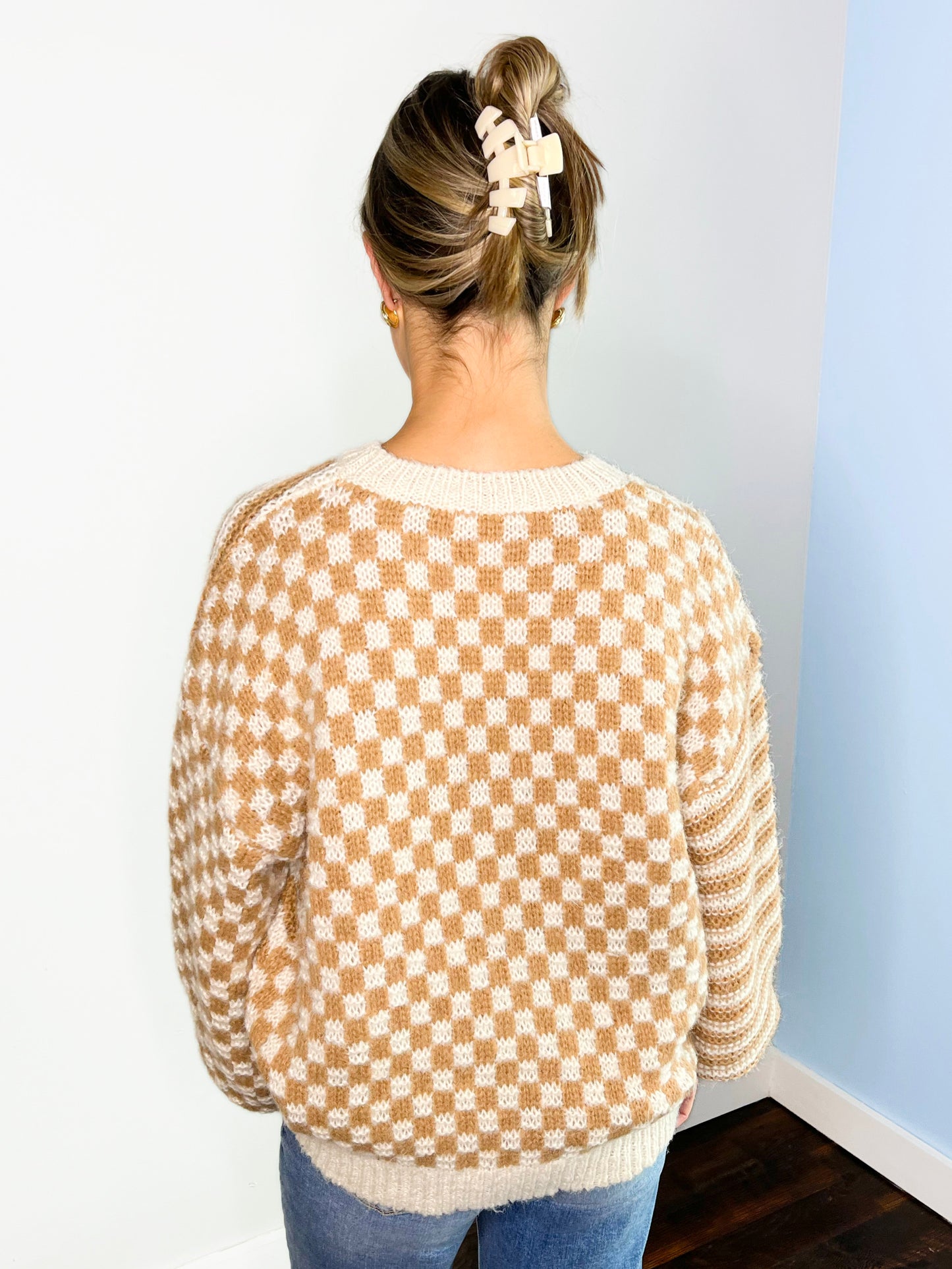 Charlie Oversized Checker and Striped Sweater
