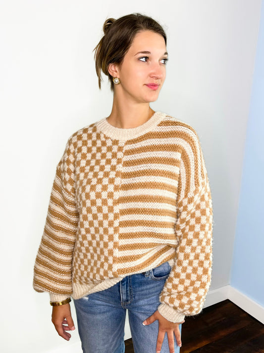 Charlie Oversized Checker and Striped Sweater
