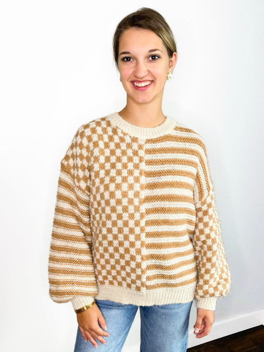 Charlie Oversized Checker and Striped Sweater