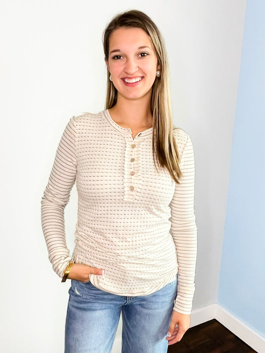 Bri Striped Henley Top