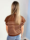 Paige Striped Mock Neck Sweater Top | Brown