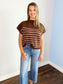 Paige Striped Mock Neck Sweater Top | Brown