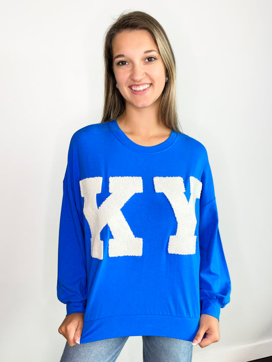 KY Chenille Patch Oversized Top