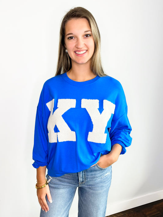 KY Chenille Patch Oversized Top