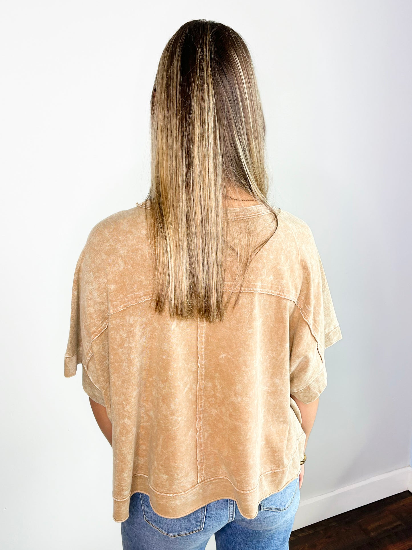 Misti Washed Oversized Boxy Tee | Brown