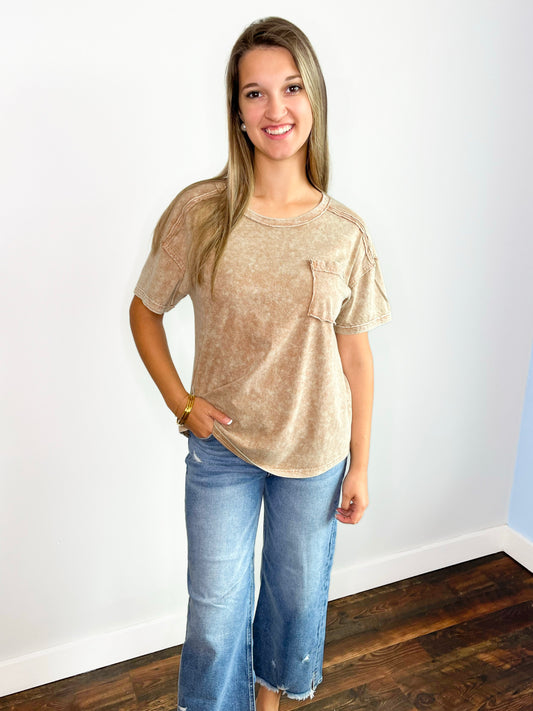Jenna Washed Tee | Brown