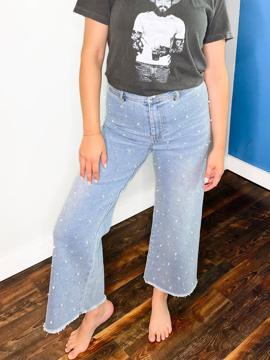 Mora Pearl Embellished Denim Jeans