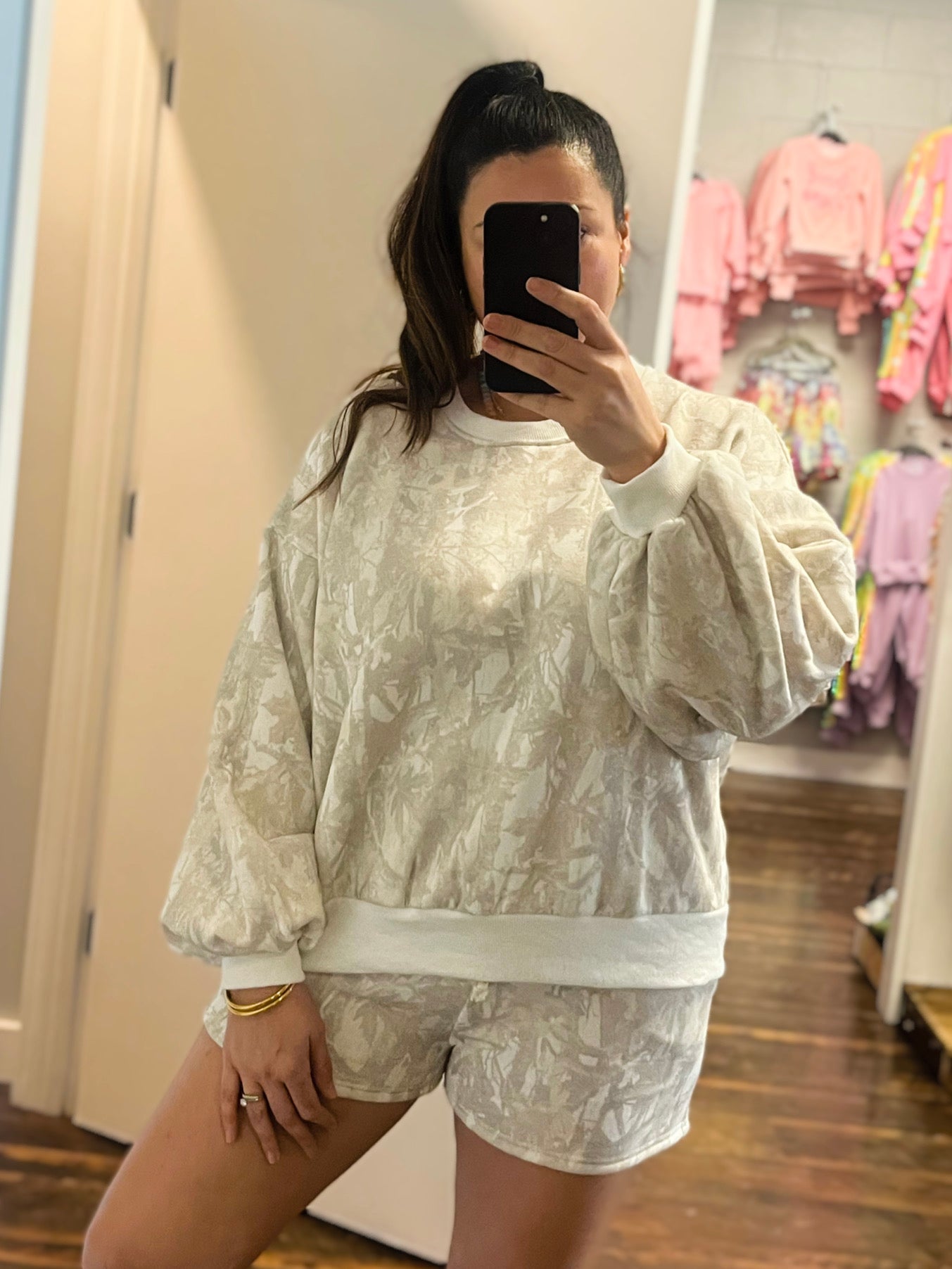Maggie Camo Crewneck & Shorts Set