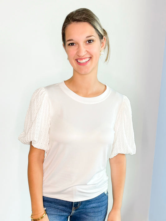Constance Puff Sleeve Top | Ivory