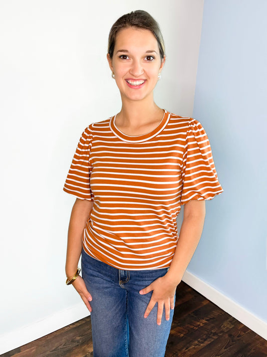 Celia Striped Puff Sleeve Top