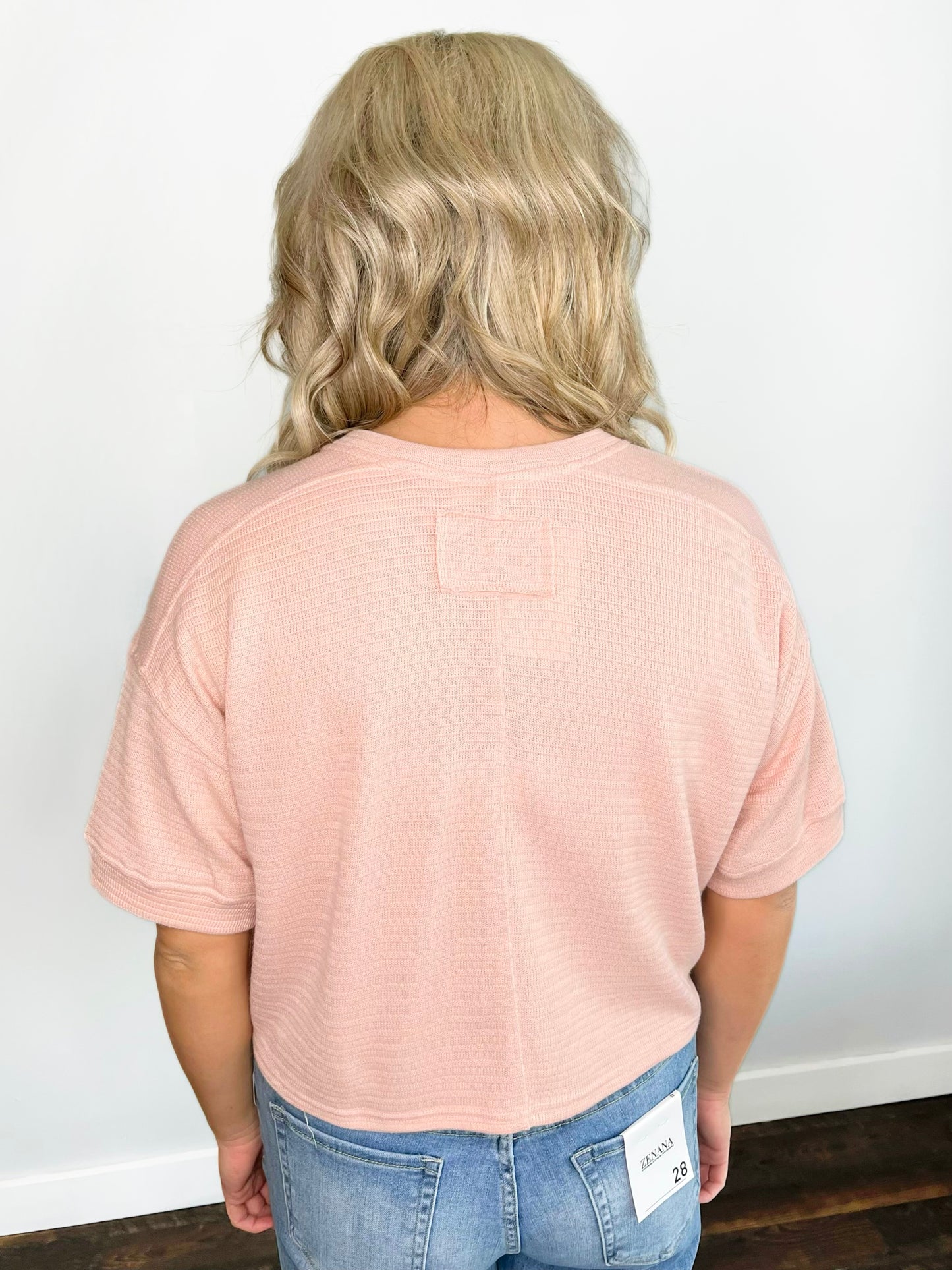 Brody Button-Down Short Sleeve Top | Light Pink
