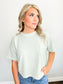 Megan Ribbed Short Sleeve Top | Mint