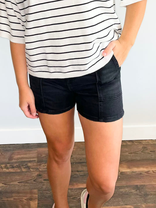 Dax Utility Pocket Denim Shorts | Washed Black