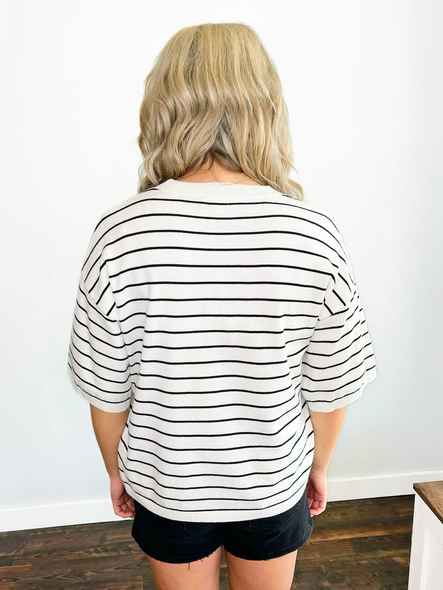 Frankie Striped Short Sleeve Knit Top