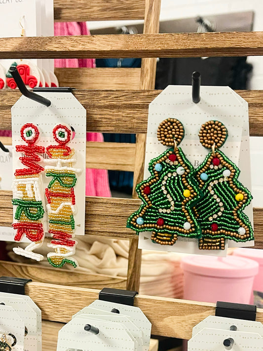 Beaded Christmas Earrings