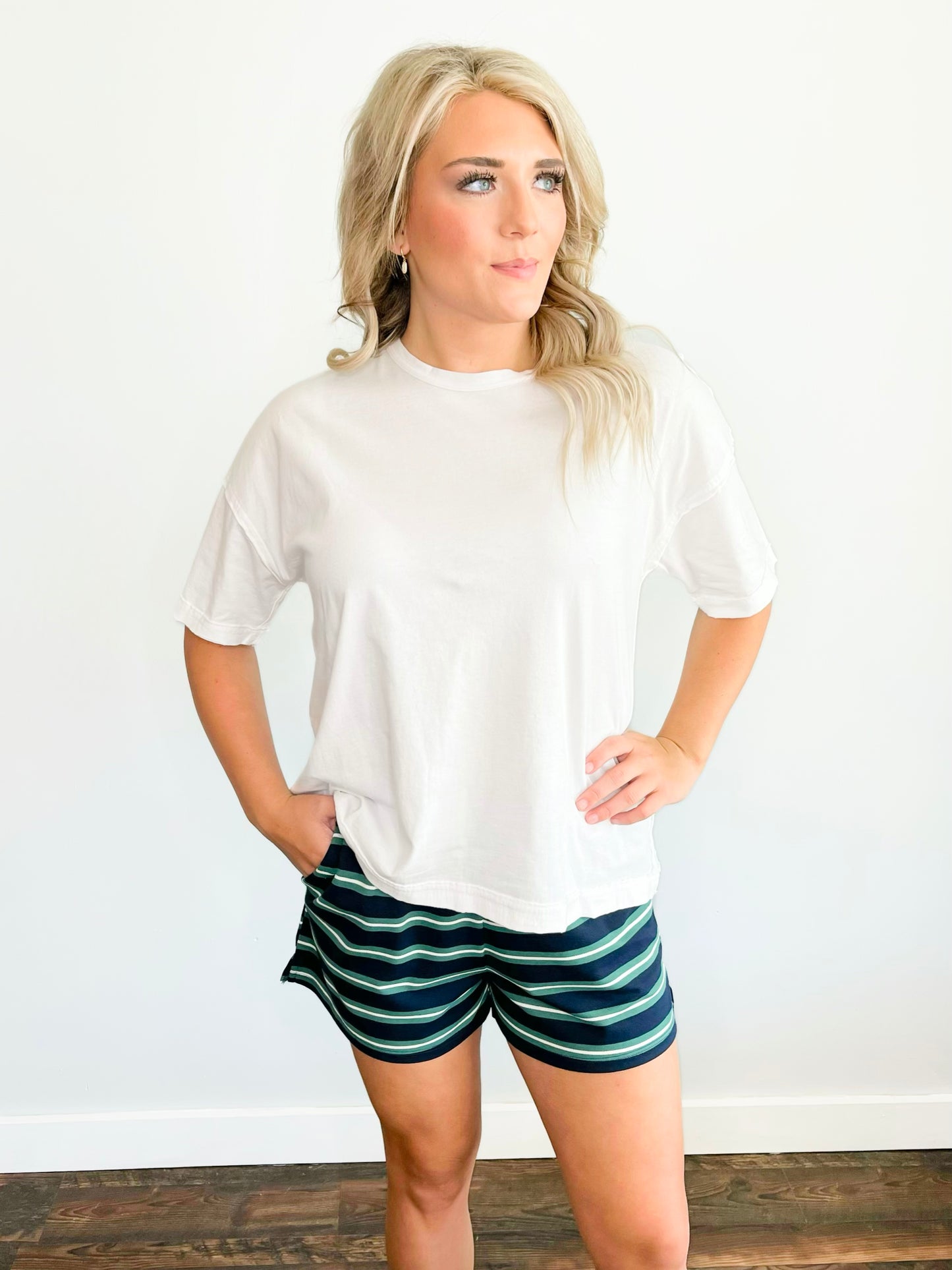 Janelle Washed Exposed Seam Tee | White
