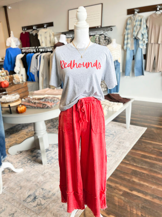 Mallory Mineral Washed Raw Hem Pants | Red