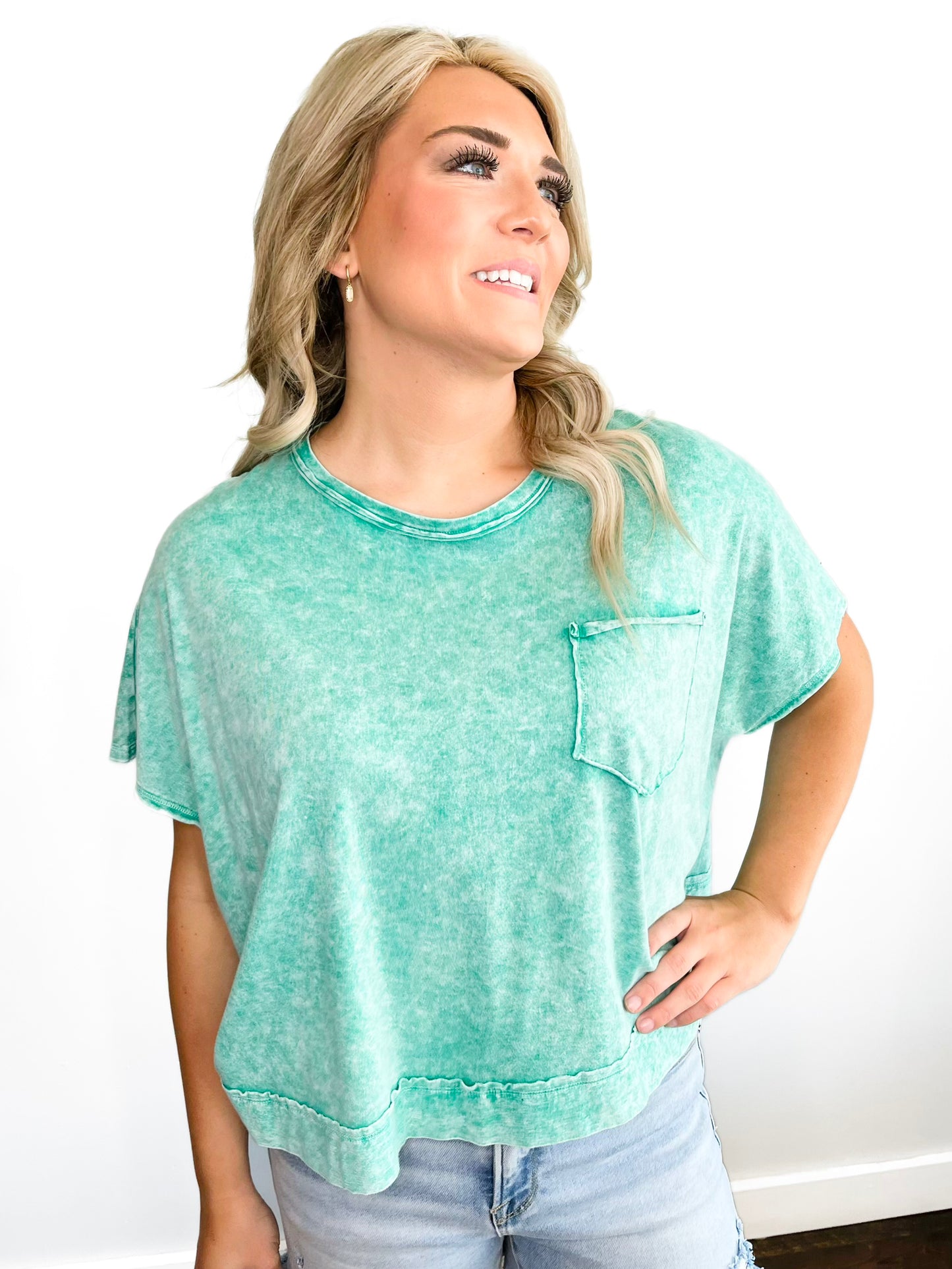 Jenna Washed Oversized Top | K Green