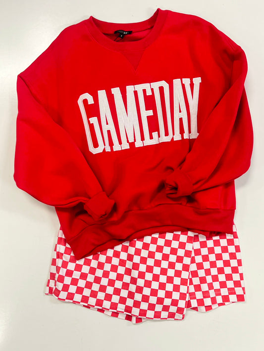 Game Day Embroidered Sweatshirt | Red