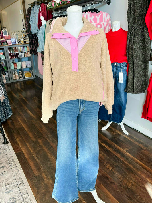 Nancy Fleece Oversized Quarter Button-Up