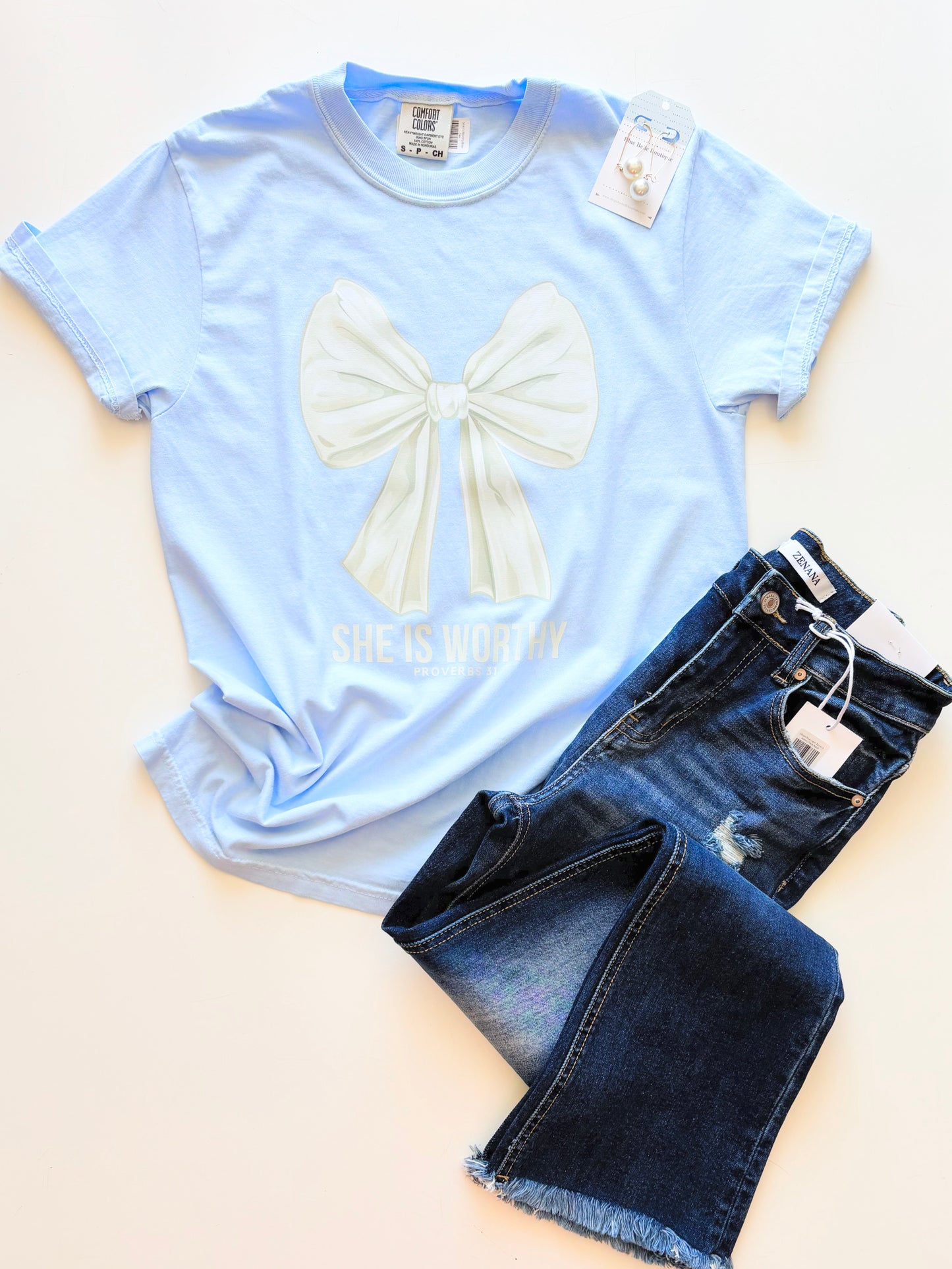 She Is Worthy Bow Tee