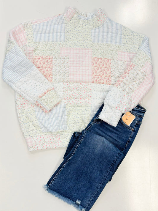 Valerie Quilted Mock Neck Sweatshirt