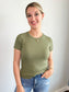Laura Basic Ribbed Tee | Light Olive