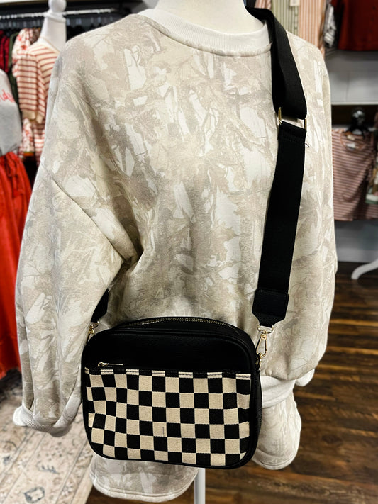 Andi Checkered Crossbody Camera Bag | Black