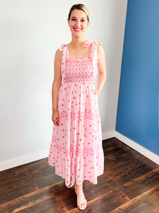 Rainie Mixed Floral Tie Shoulder Maxi Dress