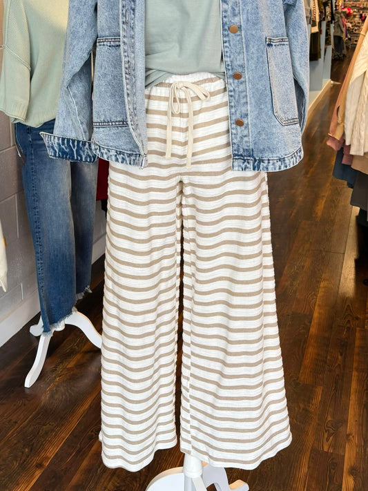 Megan Striped Lounge Pants | Khaki