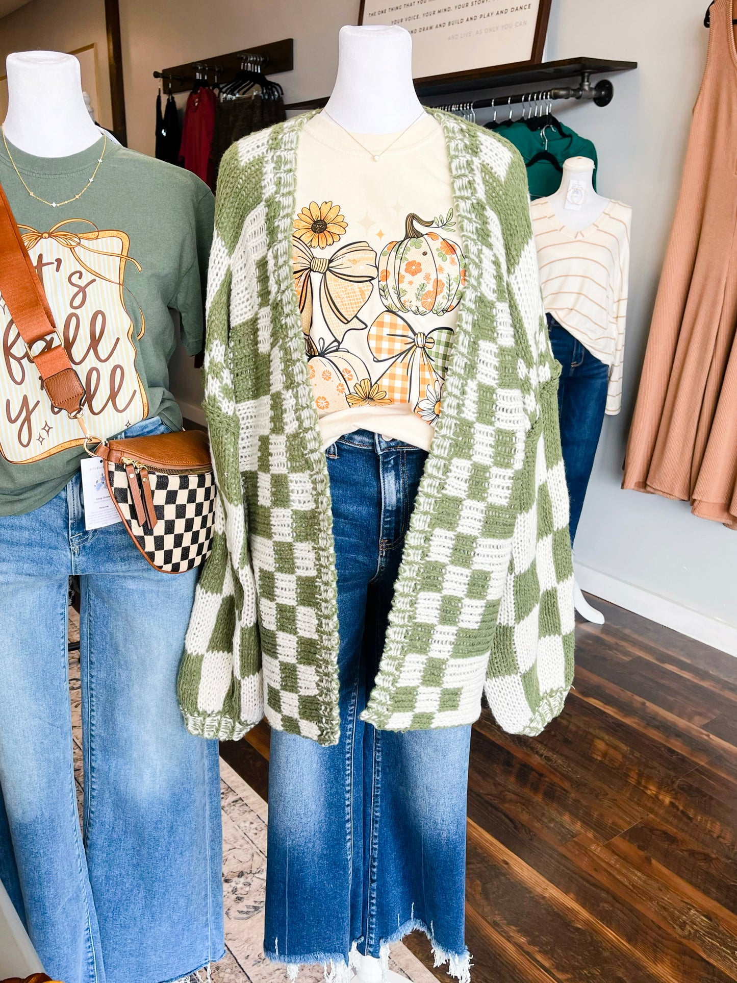 Harper Checkered Cardigan | Olive