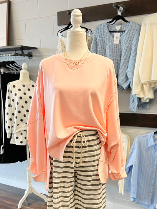 Joni French Terry High-Low Sweatshirt | Blush