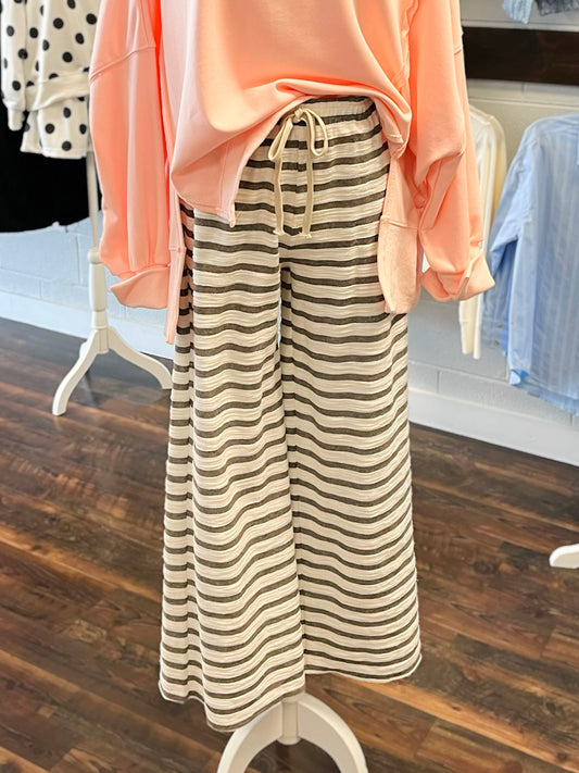 Megan Striped Lounge Pants | Light Grey