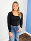 Allie Ribbed Scoop Neck Top | Black