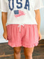 Sofia Checkered Woven Shorts | Red